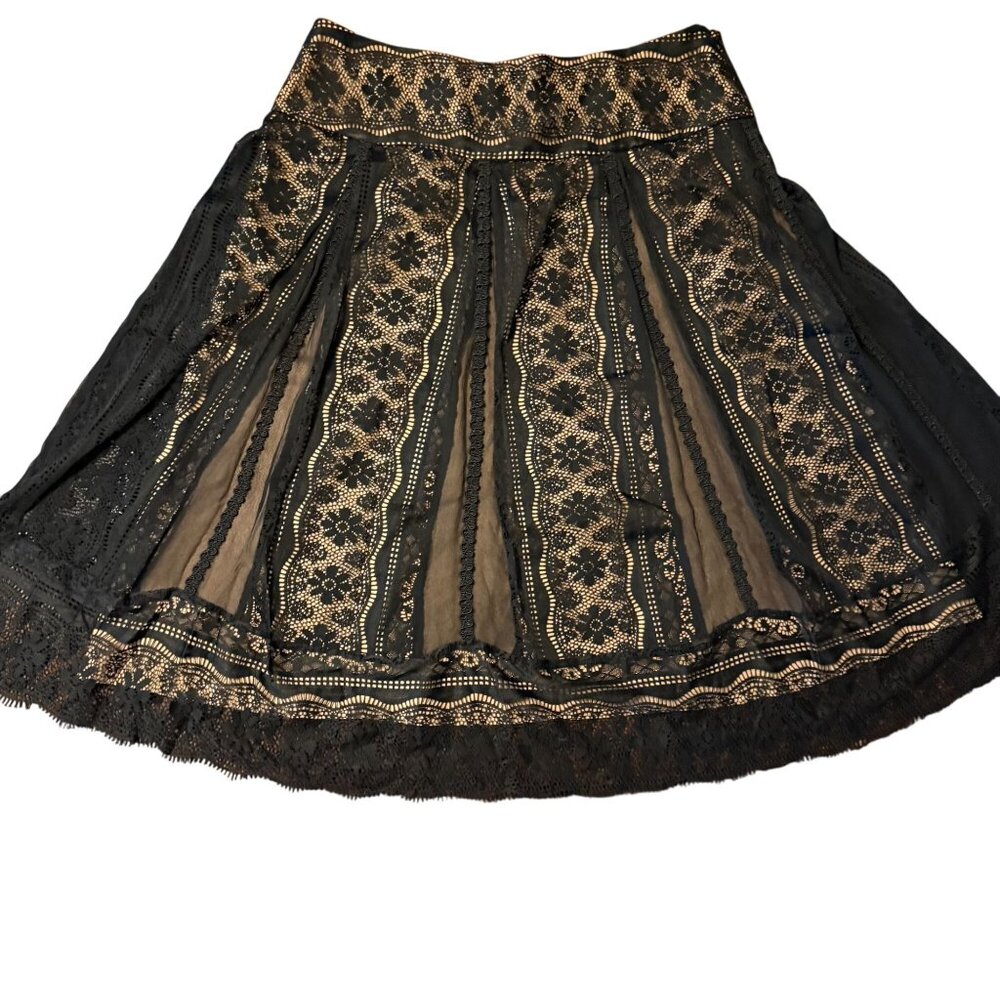 ECI New York‎ Women’s Black Lace Skirt Lined Size 8 Elegant Cocktail retro style